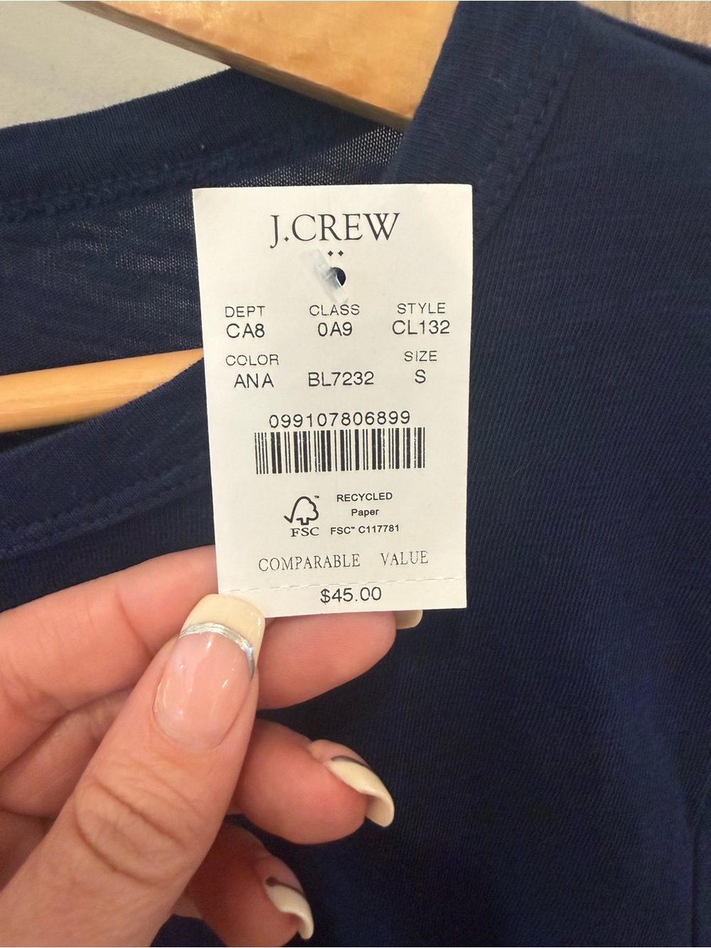 J. Crew NWT Navy Blue Crewneck Girlfriend Tee T-Shirt S - Picture 2 of 5